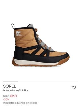 Sorel Whitney II Plus Boot in Tan, Black & Gray